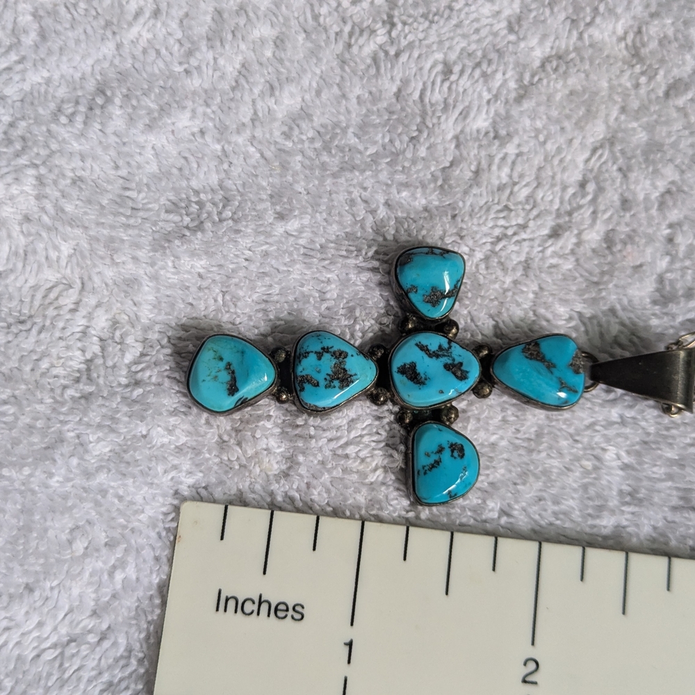 Vintage Turquoise Cross Pendant Necklace